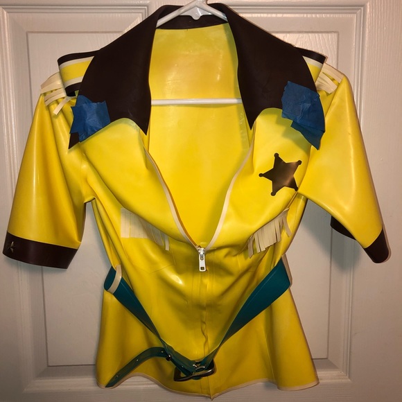 Yellow Latex Cowgirl outfit designed by Slaughterhouse Couture - Picture 1 of 16